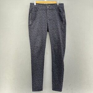 Democracy Leopard Print Purple Ankle Skinny Zip Pocket Pants SZ 6 AB Technology